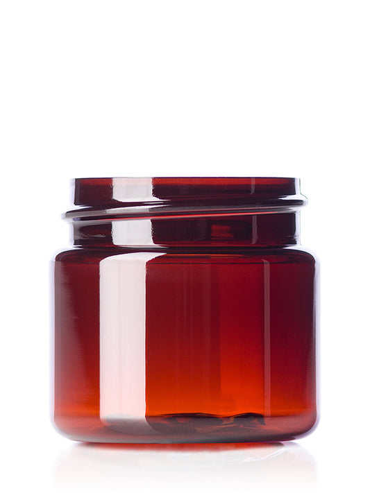 1 oz amber PET plastic single wall UV protection jar