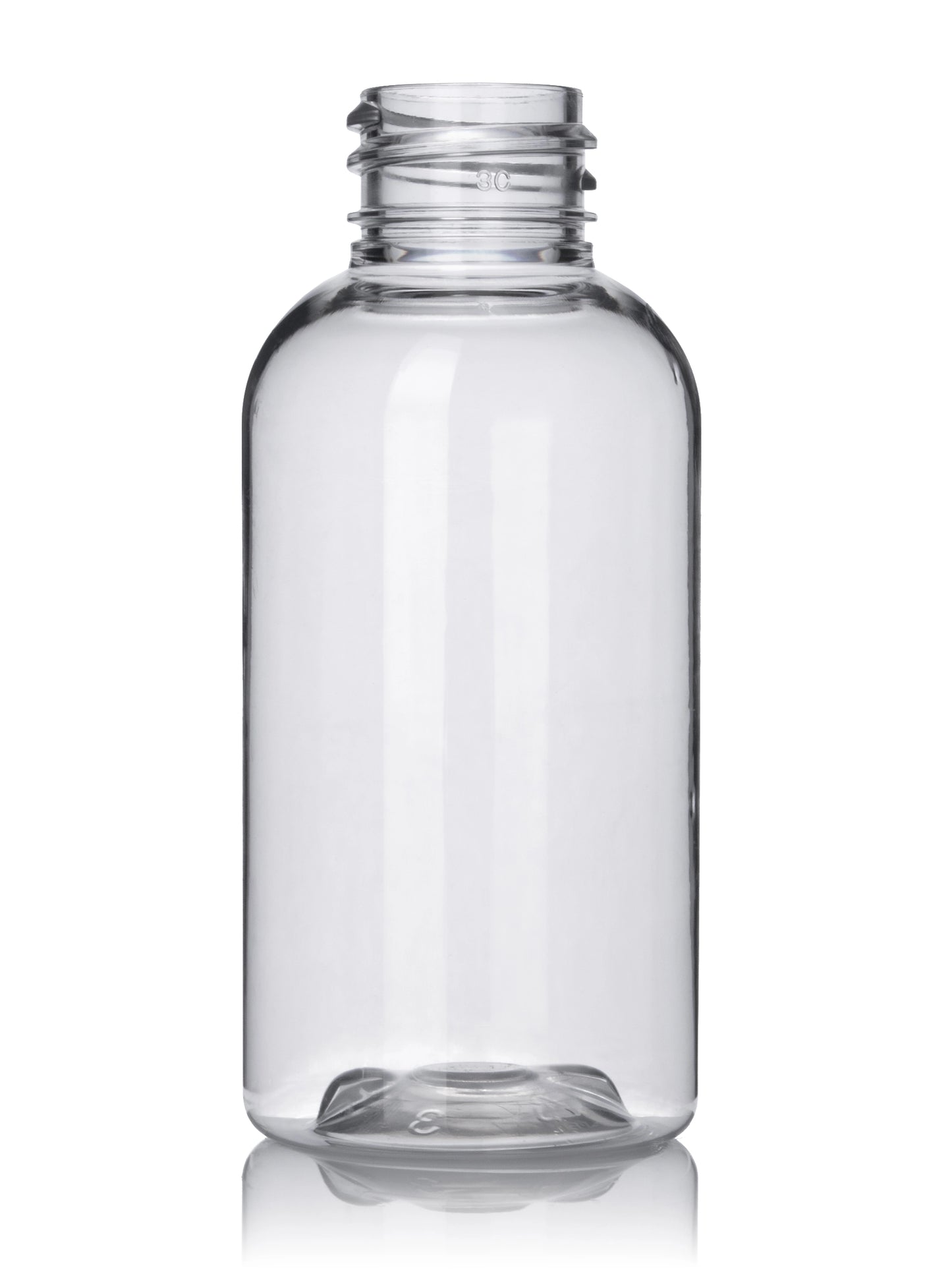2 oz dark amber PET plastic boston round bottle