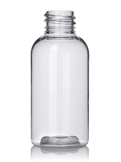2 oz dark amber PET plastic boston round bottle
