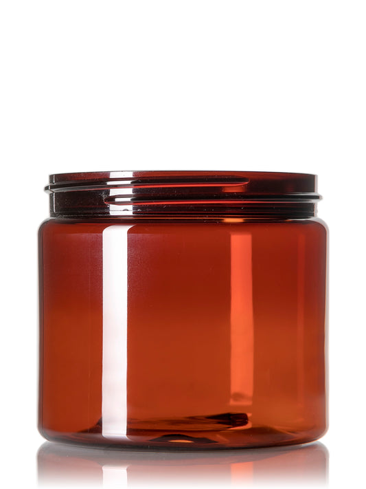 16 oz amber PET plastic single wall jar