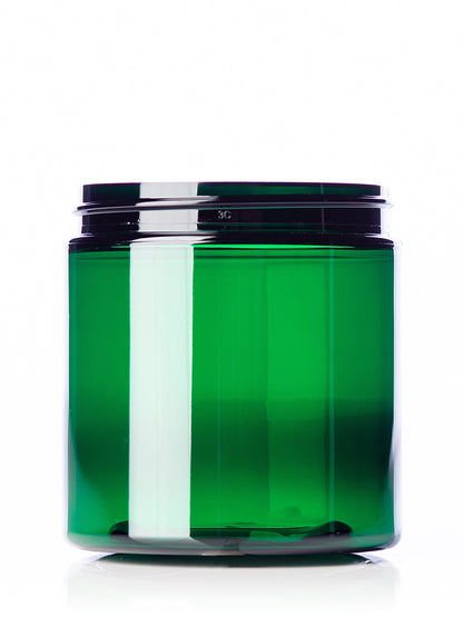 16 oz green PET plastic single wall jar