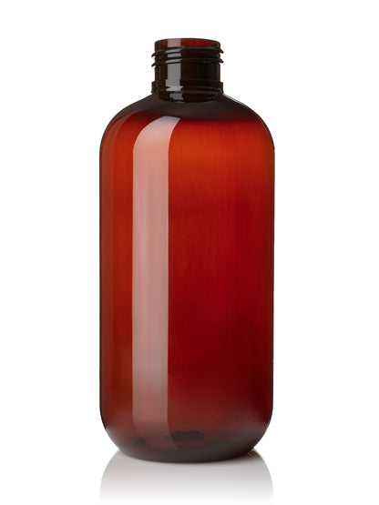 8 oz amber PET plastic boston round bottle