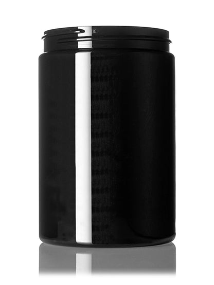 25 oz black PET plastic single wall canister jar