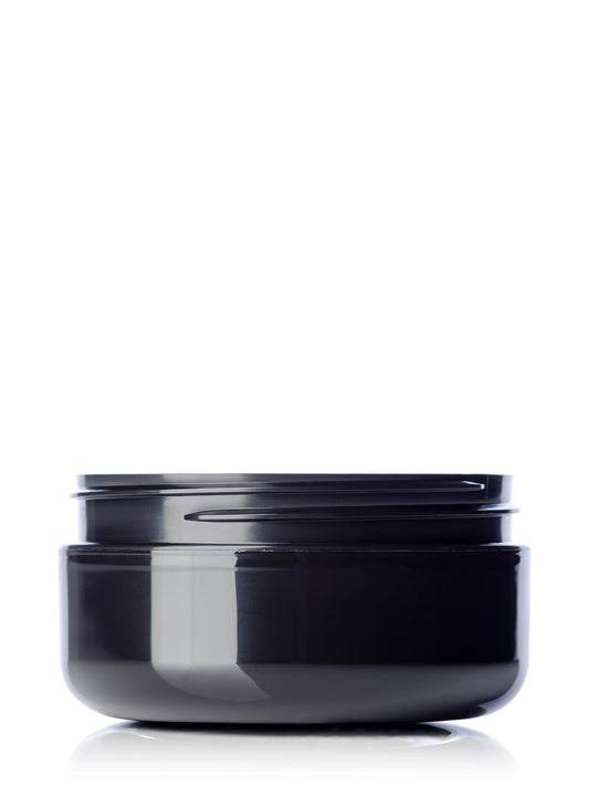 4 oz black PP plastic double wall round base low profile jar