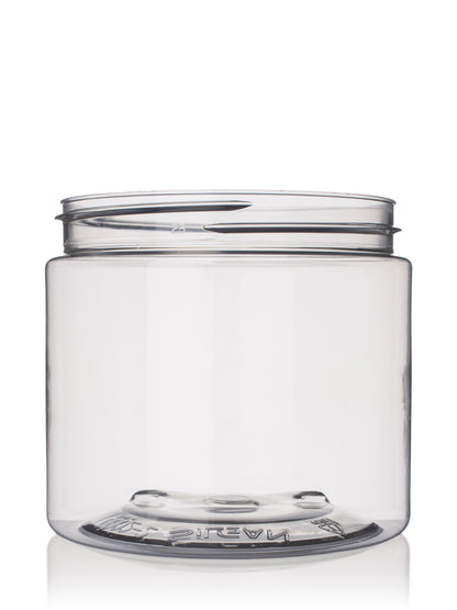 16 oz clear 25% PCR PET plastic single wall jar