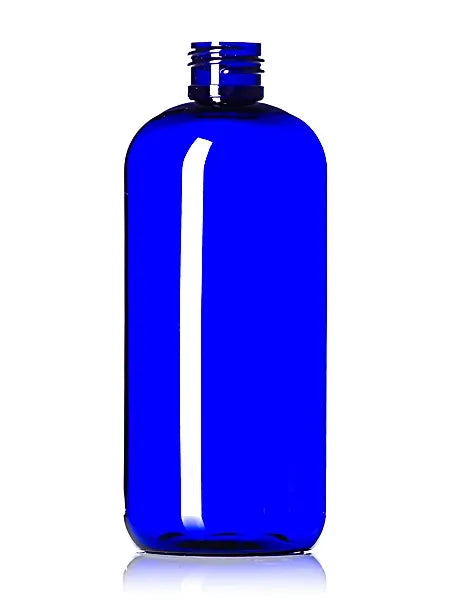 12 oz amber 100% PCR PET plastic boston round bottle