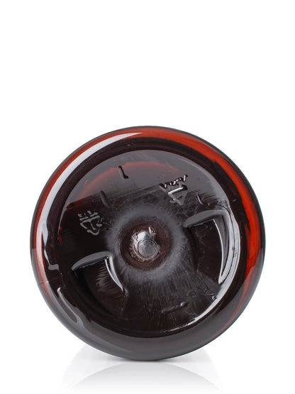 8 oz amber 25% PCR (post consumer resin) PET plastic cosmo round bottle