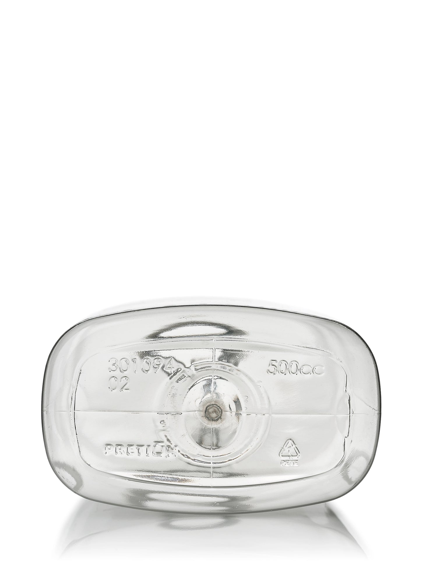 500 mL clear 100% PCR PET plastic metric oblong bottle