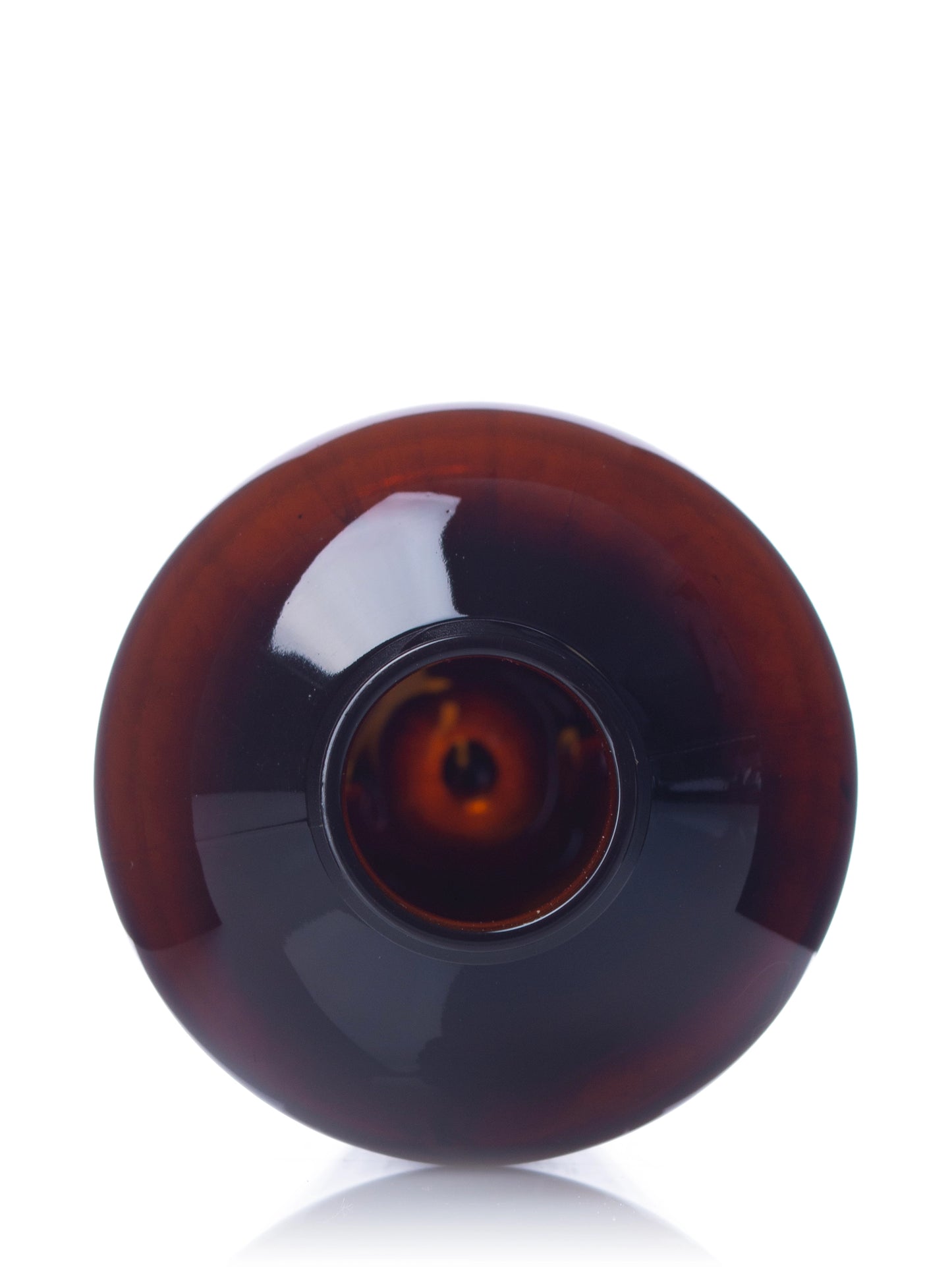 8 oz amber 100% PCR PET plastic boston round bottle