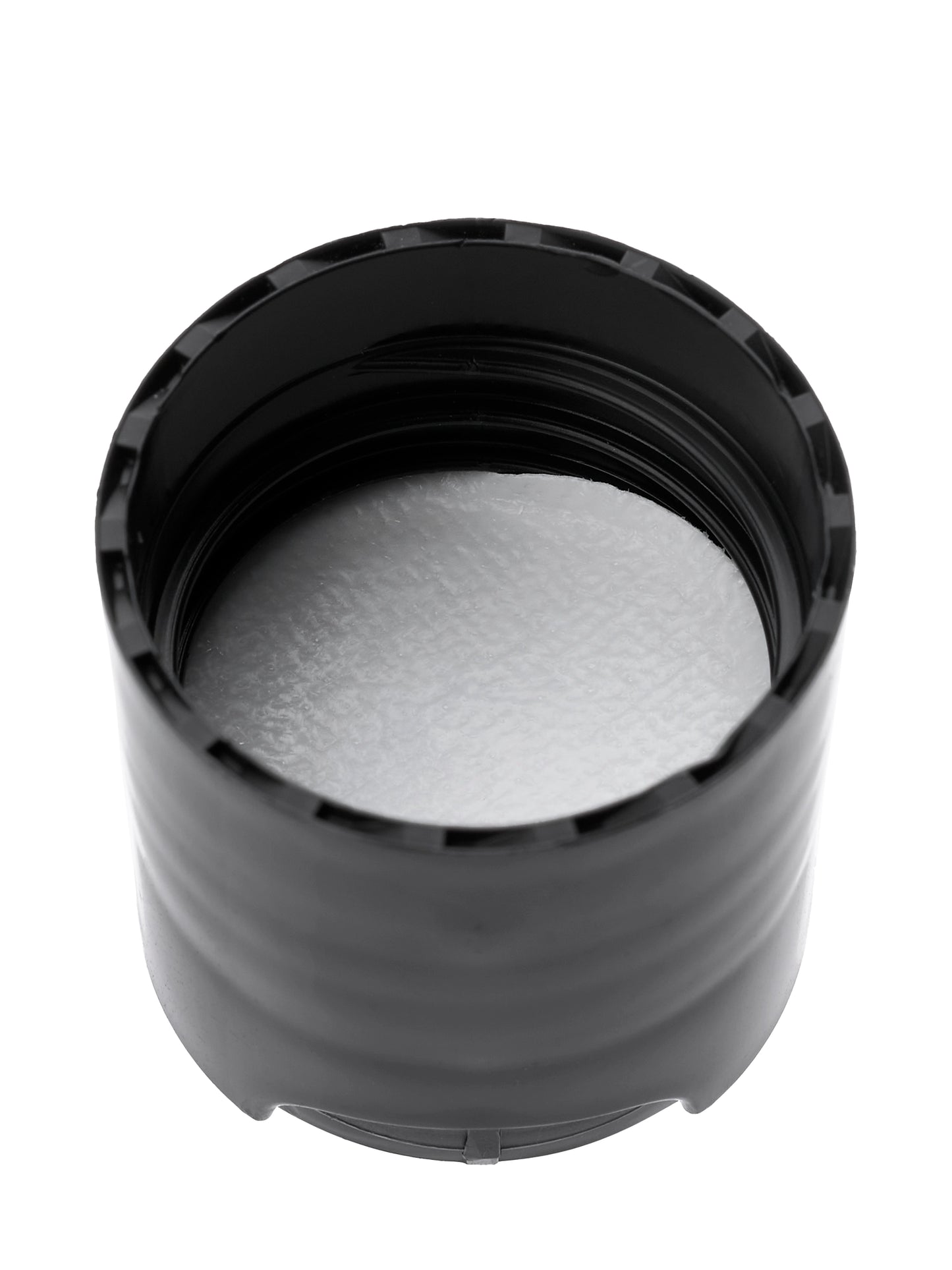 Black 100% PCR PP plastic 24-410 smooth skirt disc top lid